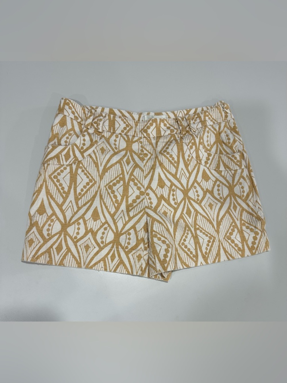 elevenses Tan & White Patterned Jean Shorts